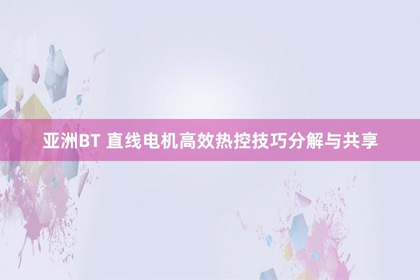 亚洲BT 直线电机高效热控技巧分解与共享