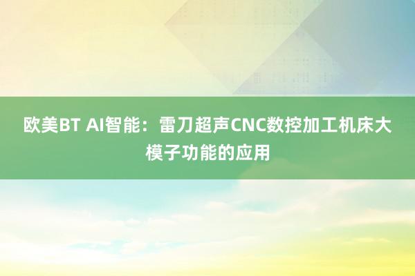 欧美BT AI智能：雷刀超声CNC数控加工机床大模子功能的应用