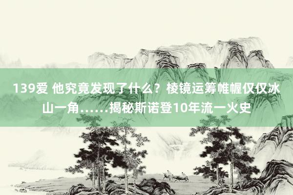 139爱 他究竟发现了什么？棱镜运筹帷幄仅仅冰山一角……揭秘斯诺登10年流一火史