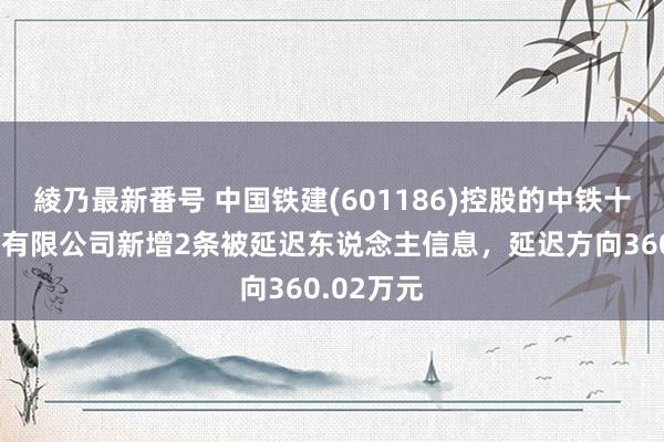 綾乃最新番号 中国铁建(601186)控股的中铁十六局集团有限公司新增2条被延迟东说念主信息，延迟方向360.02万元