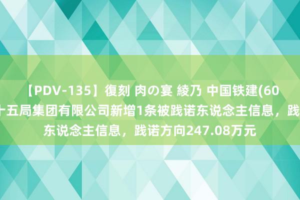 【PDV-135】復刻 肉の宴 綾乃 中国铁建(601186)控股的中铁十五局集团有限公司新增1条被践诺东说念主信息，践诺方向247.08万元