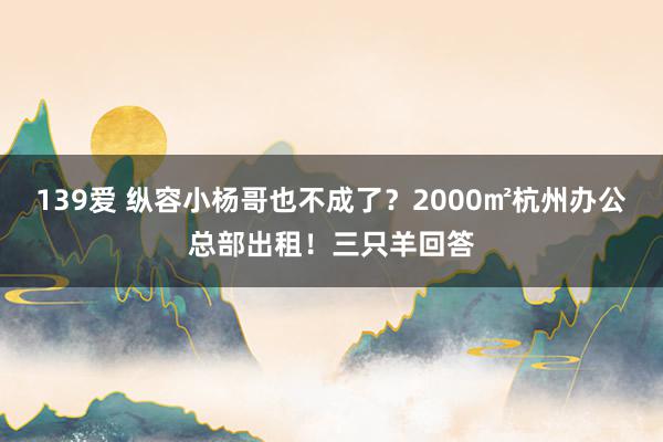 139爱 纵容小杨哥也不成了？2000㎡杭州办公总部出租！三只羊回答