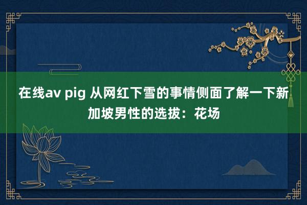 在线av pig 从网红下雪的事情侧面了解一下新加坡男性的选拔：花场